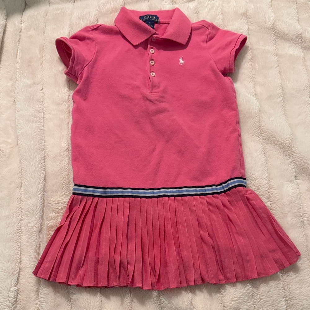 Polo by Ralph Lauren Pink Kids Polo Dress with Pleats